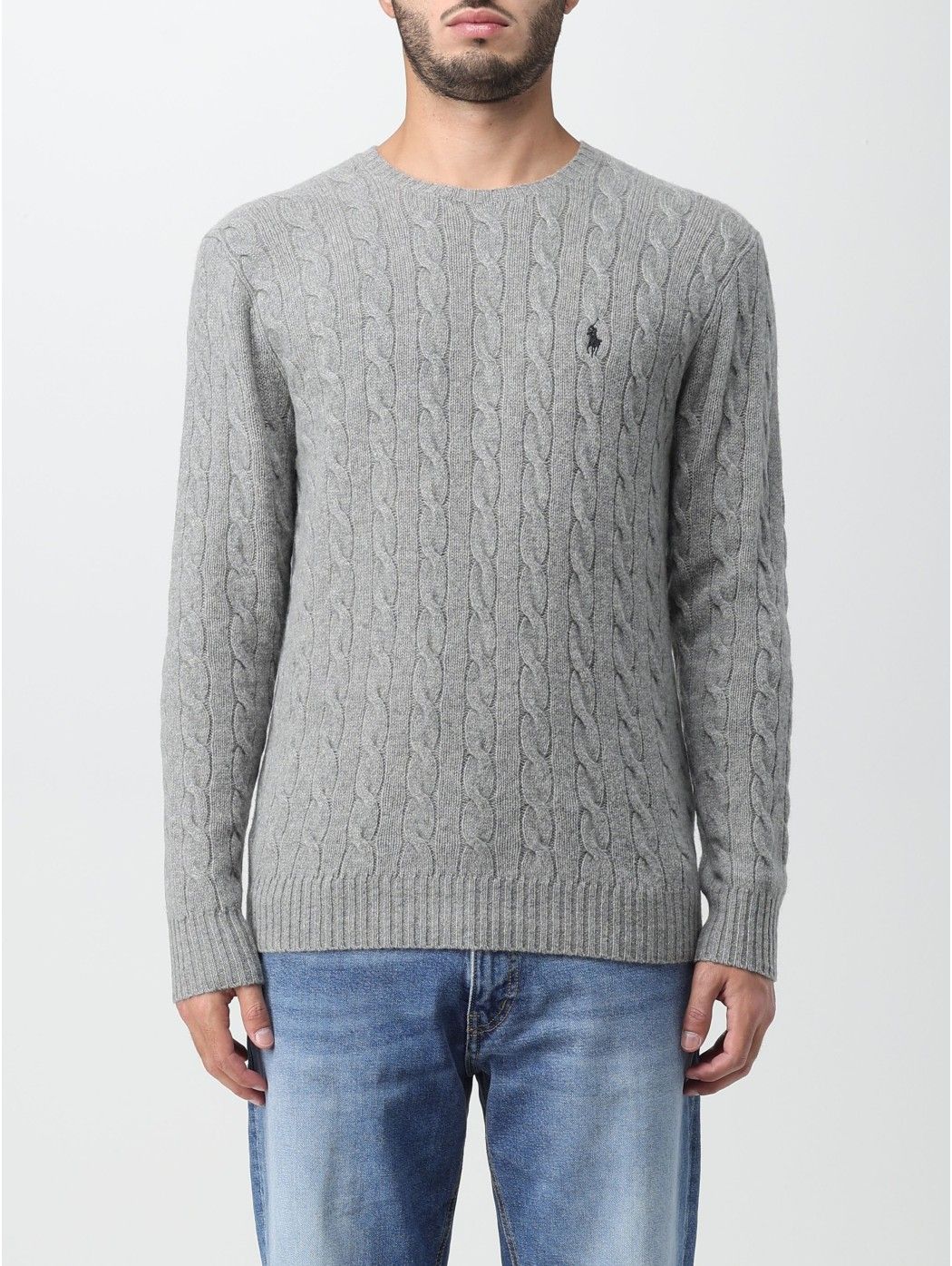 Cable knit sweater in wool and cashmere POLO RALPH LAUREN UOMO MAN