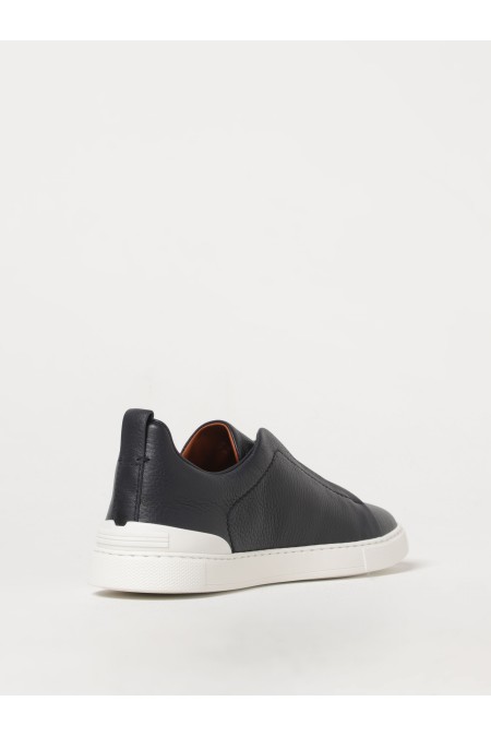 TRIPLE STITCH LOW-TOP SNEAKERS IN BLU NAVY ZEGNA MAN