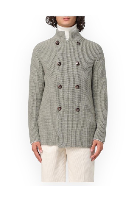 One and a half breasted cardigan in virgin wool, cashmer BRUNELLO CUCINELLI MAN