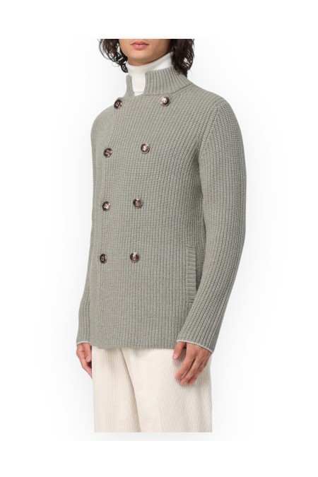 One and a half breasted cardigan in virgin wool, cashmer BRUNELLO CUCINELLI MAN