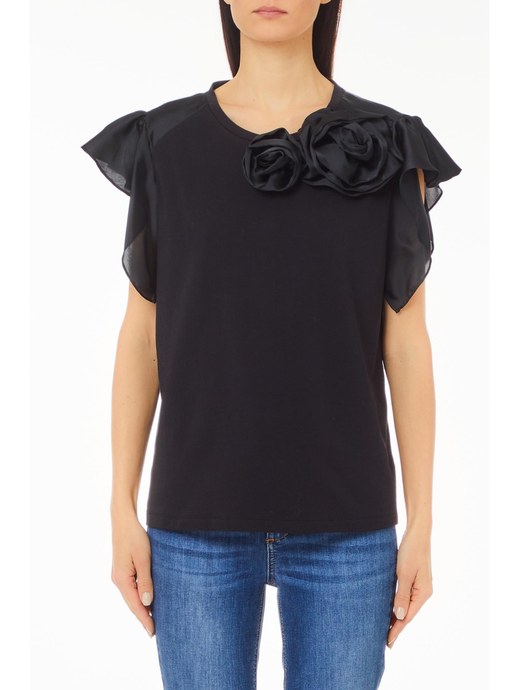 TSHIRT M/C CON SATIN ROSES...