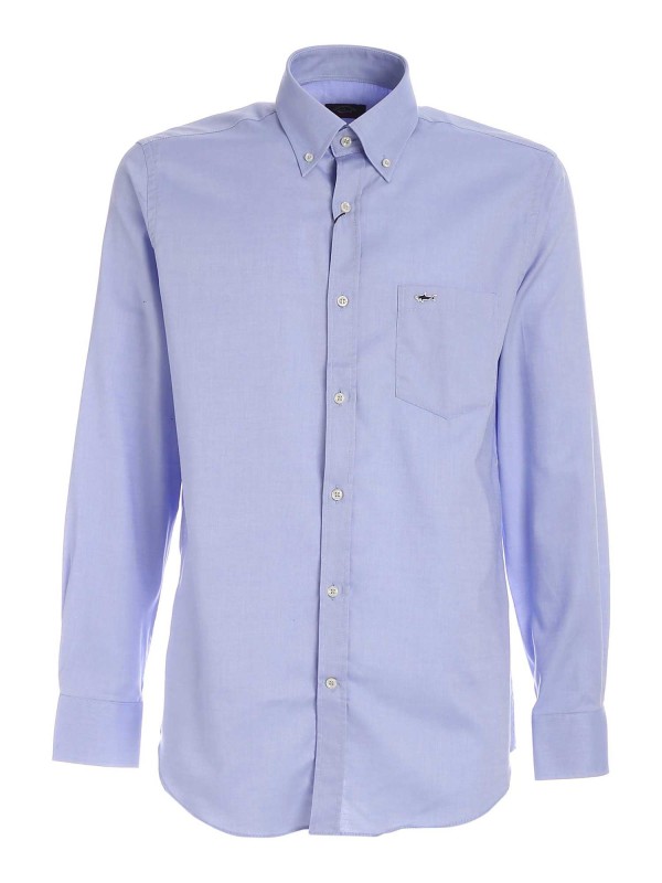 ORGANIC COTTON OXFORD AZZURRA CON DETTAGLIO LOGO PAUL&SHARK C0P3000 014