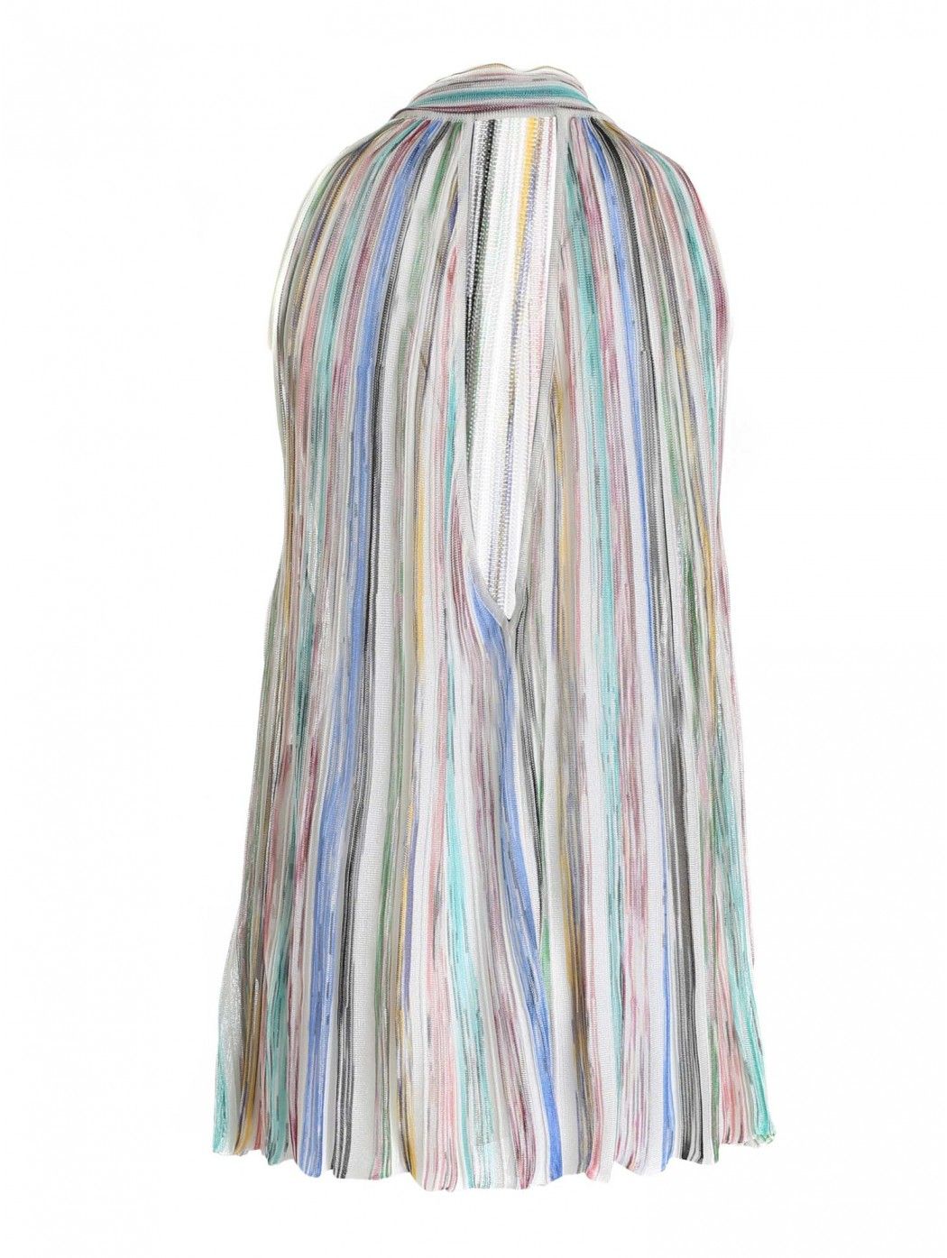 Viscose and cotton top Color: white Multicolor pattern Front and back opening Bow on the back Semi-transparent  MISSONI