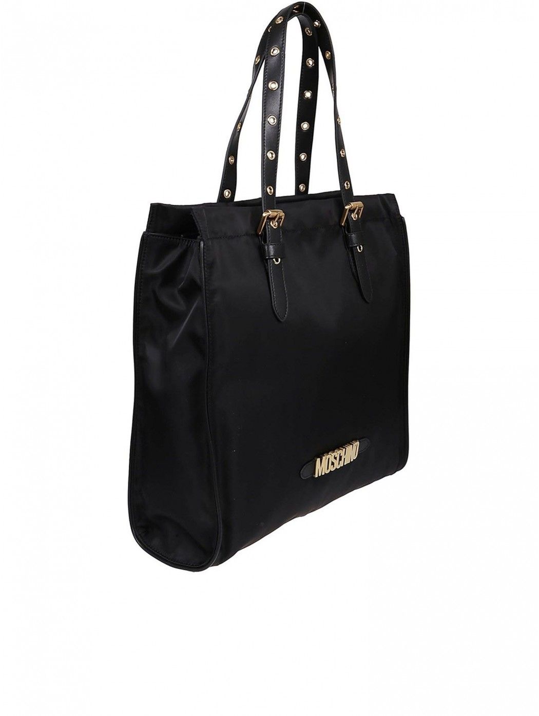 Nylon tote with adjustable handles with buckle, metal logo patch one compartment inside pocket and zip closure on top Brand colo