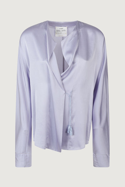 Shiny stretch silk satin shirt