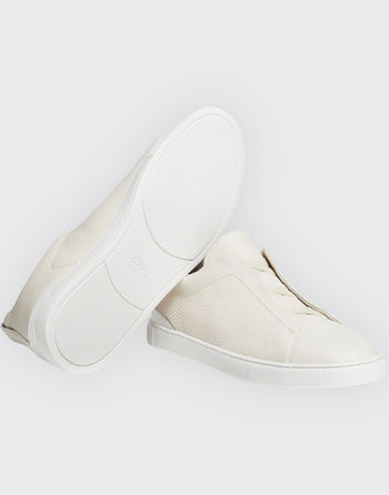 Triple stitch low-top sneakers in off white - 4