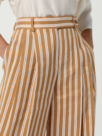 Pantalone lino viscosa rigato - 4