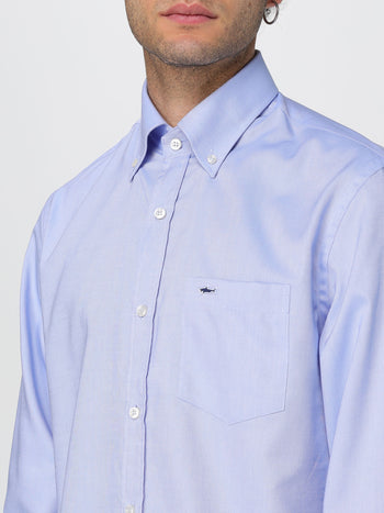 Organic cotton oxford azzurra con dettaglio logo - 3