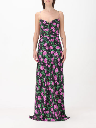 Abito in raso stampa rose