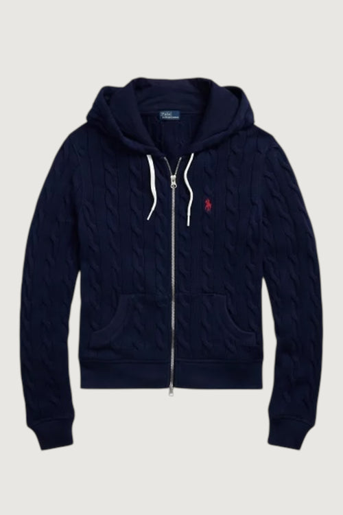 Felpa a trecce con cappuccio e cerniera