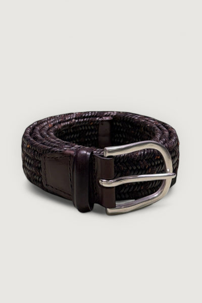 Cintura melange in pelle e lana