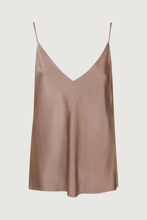 Shiny stretch silk satin top
