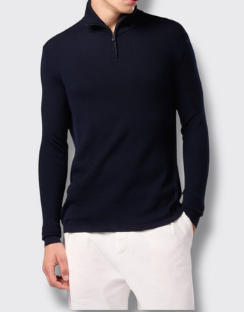 Waffle half zip turtle neck - 2