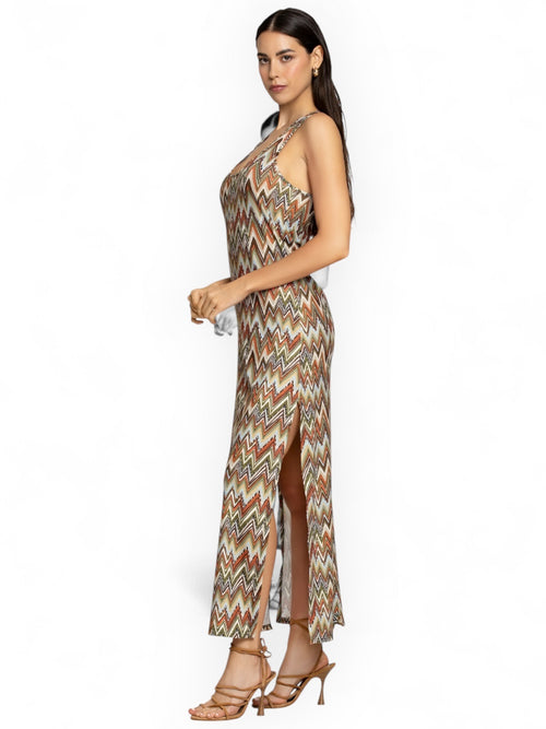 Abito lungo geometrical net