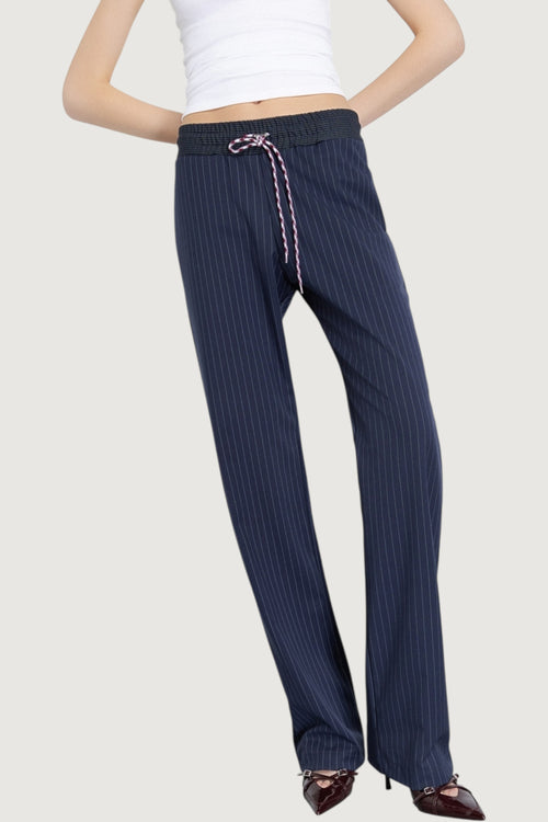 Pantalone dritto con coulisse in vita