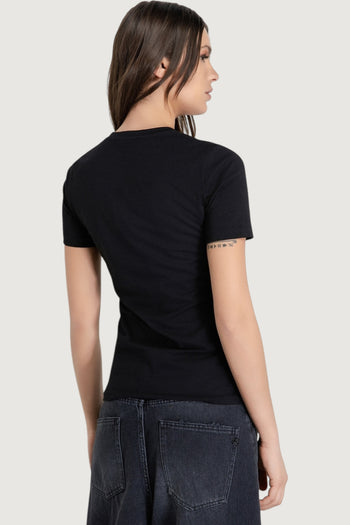 T-shirt girocollo con logo glitter - 3