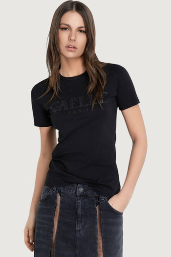 T-shirt girocollo con logo glitter - 2