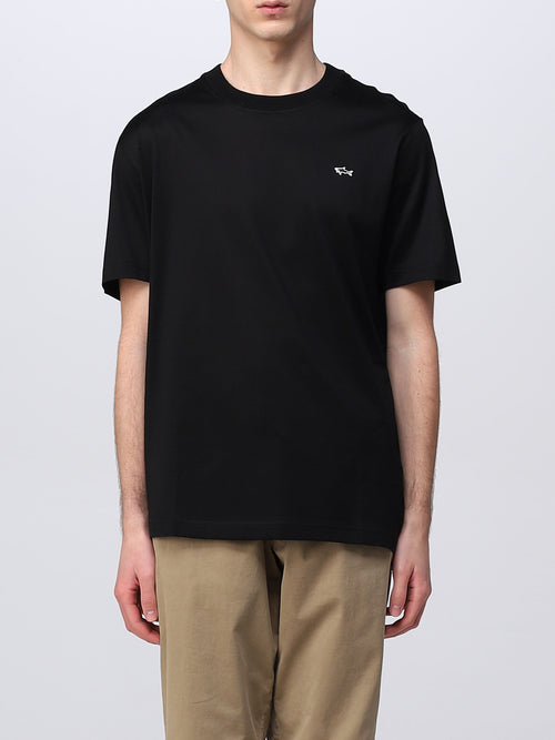 Organic cotton t-shirt nera con dettaglio logo