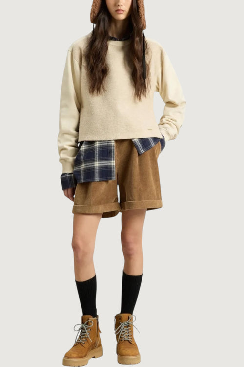 Mixed fleece crewneck