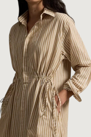 Chemisier rigato lino cotone coulisse - 3