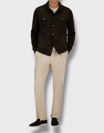 Ibrido camicia in maglia e suede - 4