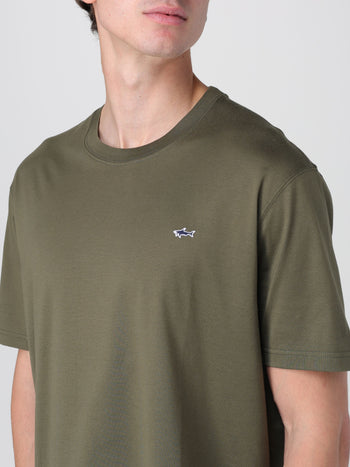 Organic cotton t-shirt militare con dettaglio logo - 3