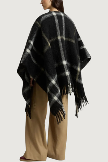 Brushed alpaca check cape - 2