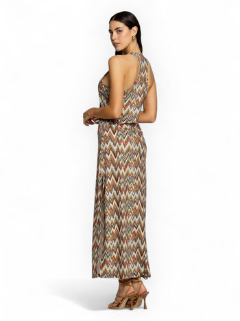 Abito lungo geometrical net - 2