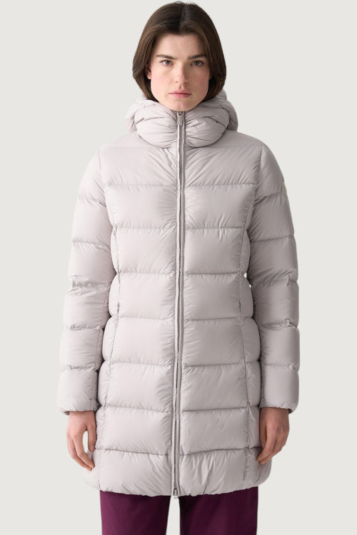 Piumino lungo opaco con cappuccio