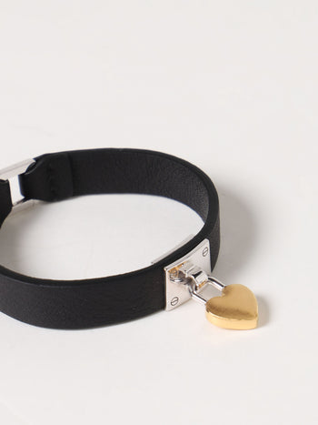 Heart padlock leather bracele - 2
