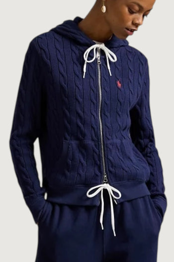 Felpa a trecce con cappuccio e cerniera - 4