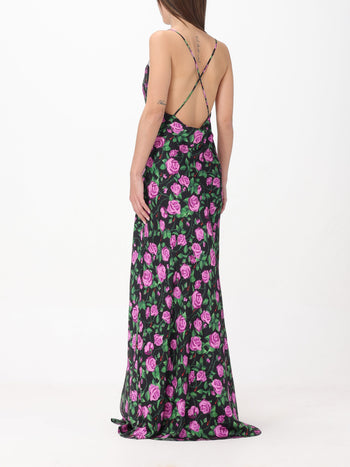 Abito in raso stampa rose - 2