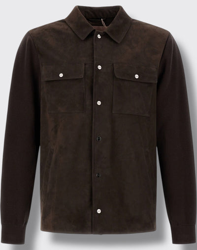 Ibrido camicia in maglia e suede