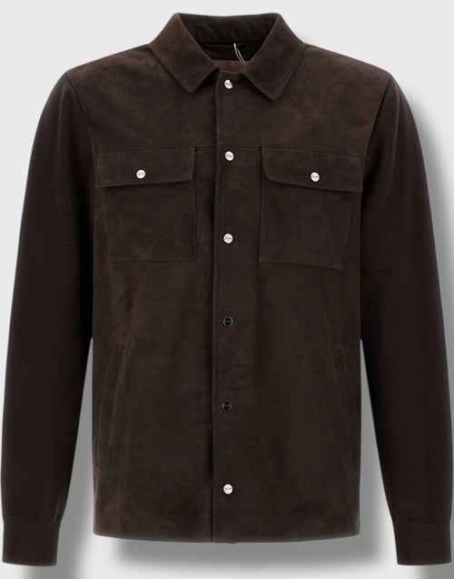 Ibrido camicia in maglia e suede