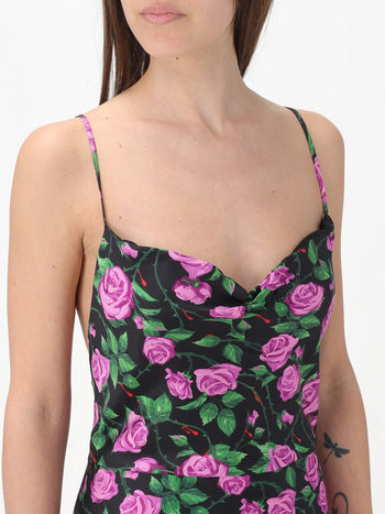 Abito in raso stampa rose - 3