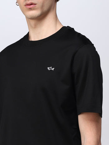 Organic cotton t-shirt nera con dettaglio logo - 3