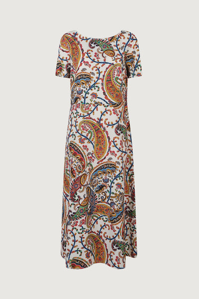 Women's midi a-line dress with short sleeves