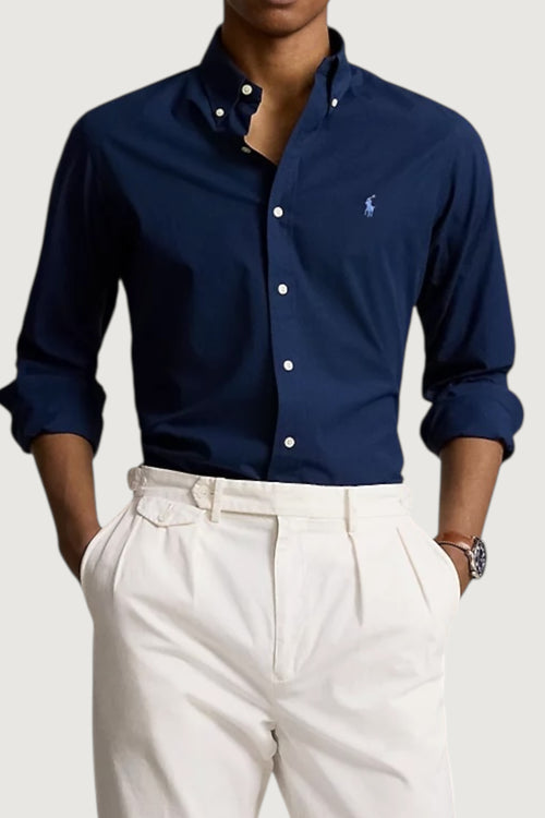 Camicia in popeline stretch custom-fit