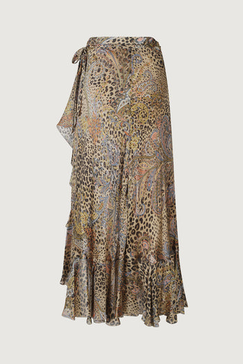 Women's maxi wrap skirt with hem flounce - 3