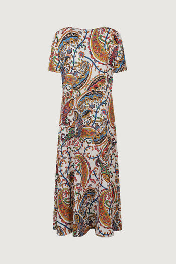 Women's midi a-line dress with short sleeves - 3