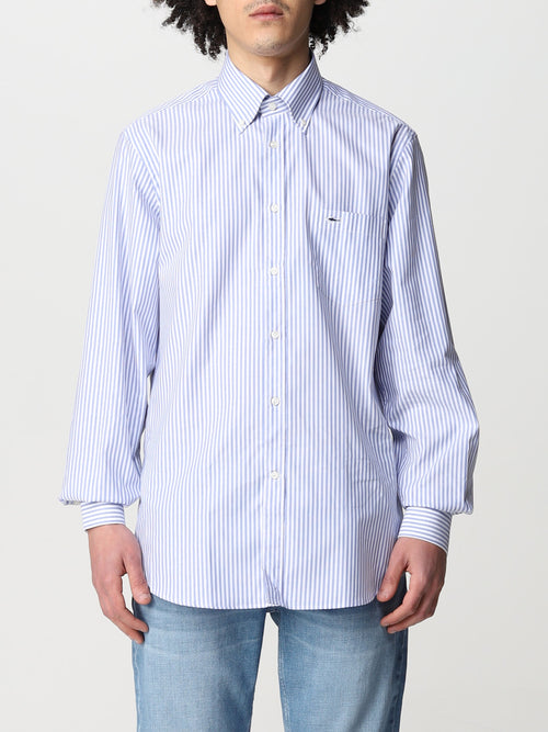 Organic cotton oxford riga con dettaglio logo