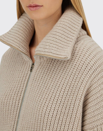 Cardigan foderato con zip - 3