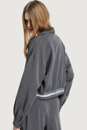 Felpa zip crop con logo sul fondo - 2