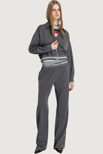 Felpa zip crop con logo sul fondo - 4